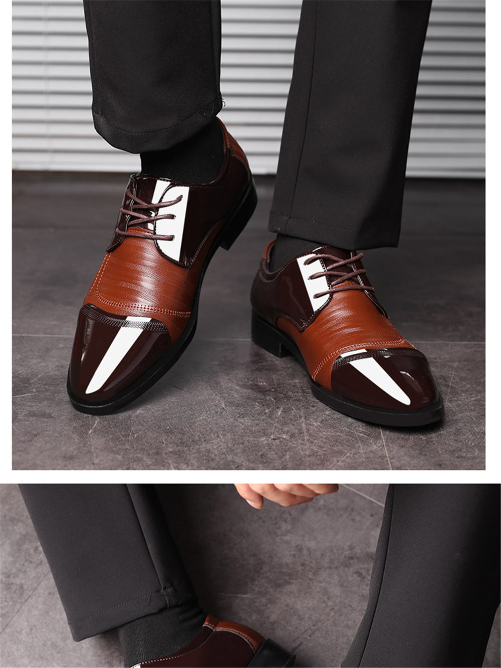 Leather Shoes Pointed Men Ballroom Dance Bureau Dress Shoes Man