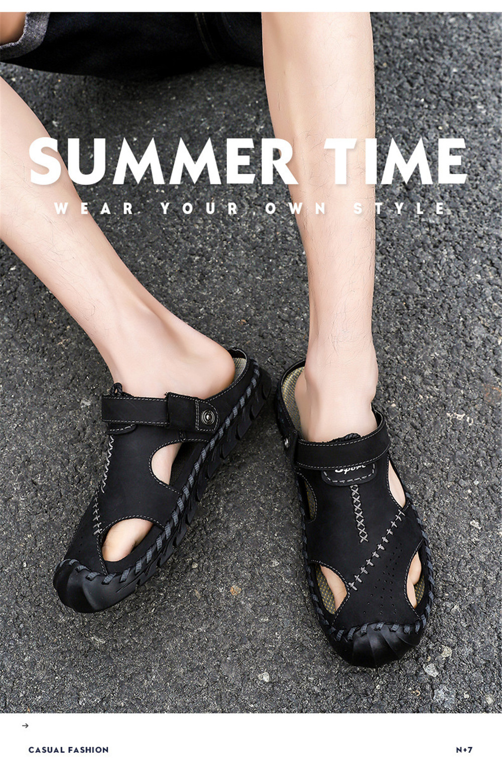 Genuine Leather Men Shoes Summer Leisure Beach Men'S Sandals High Quality