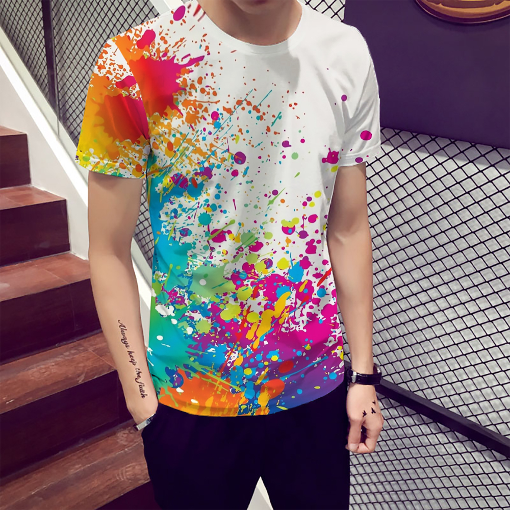 3D Summer Fashion Splash Digital Printing Men's Short-Sleeved T-shirt ...