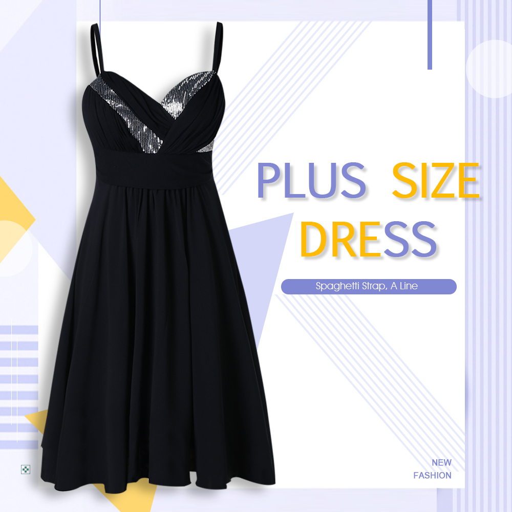 Plus Size Open Back Sequin Embellished A Line Dress