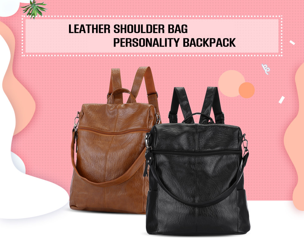 PU Leather Shoulder Bag Personality Backpack