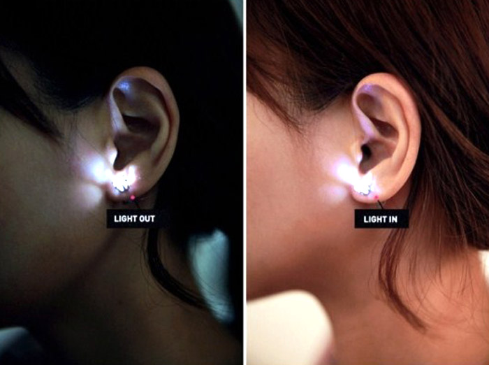 Fashion and Sweet Zirconium Drill Flashing LED Earrings for Women