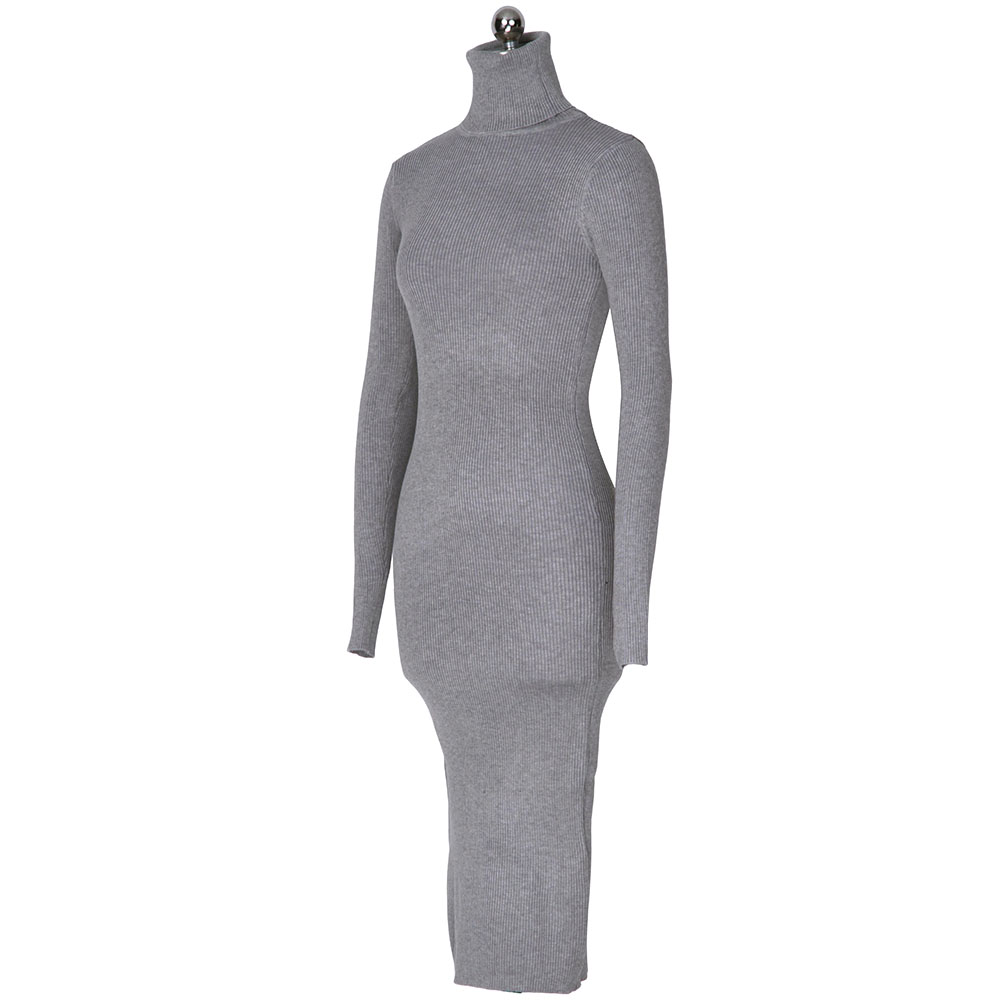 Womens Autumn Winter Sweater Dresses Slim Elastic Turtleneck polo neck Long Sleeve Sexy Bodycon Slim Robe Midi Knitted Dress