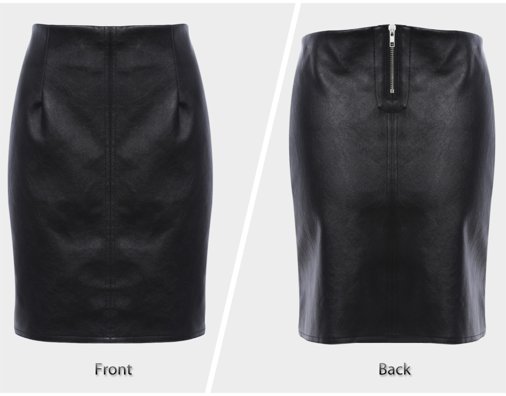 Brief Zipper Design Leather Skirt for Women