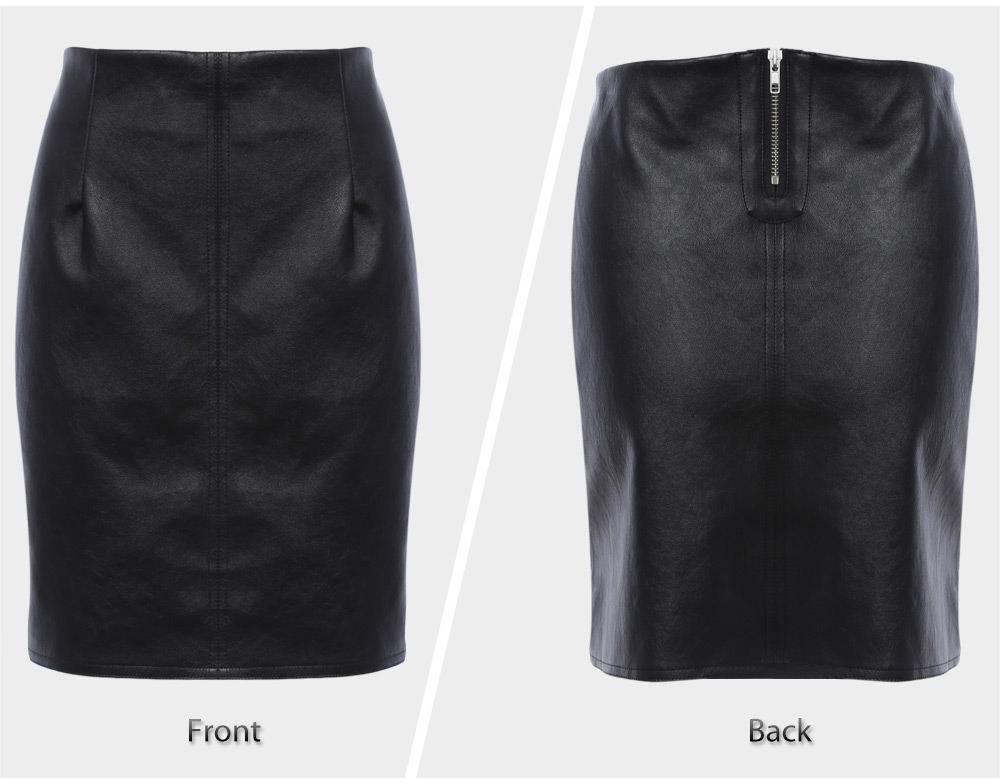 Brief Zipper Design Leather Skirt for Women