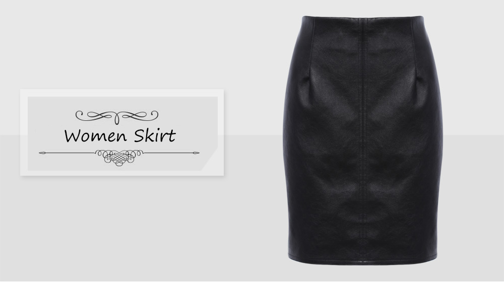 Brief Zipper Design Leather Skirt for Women
