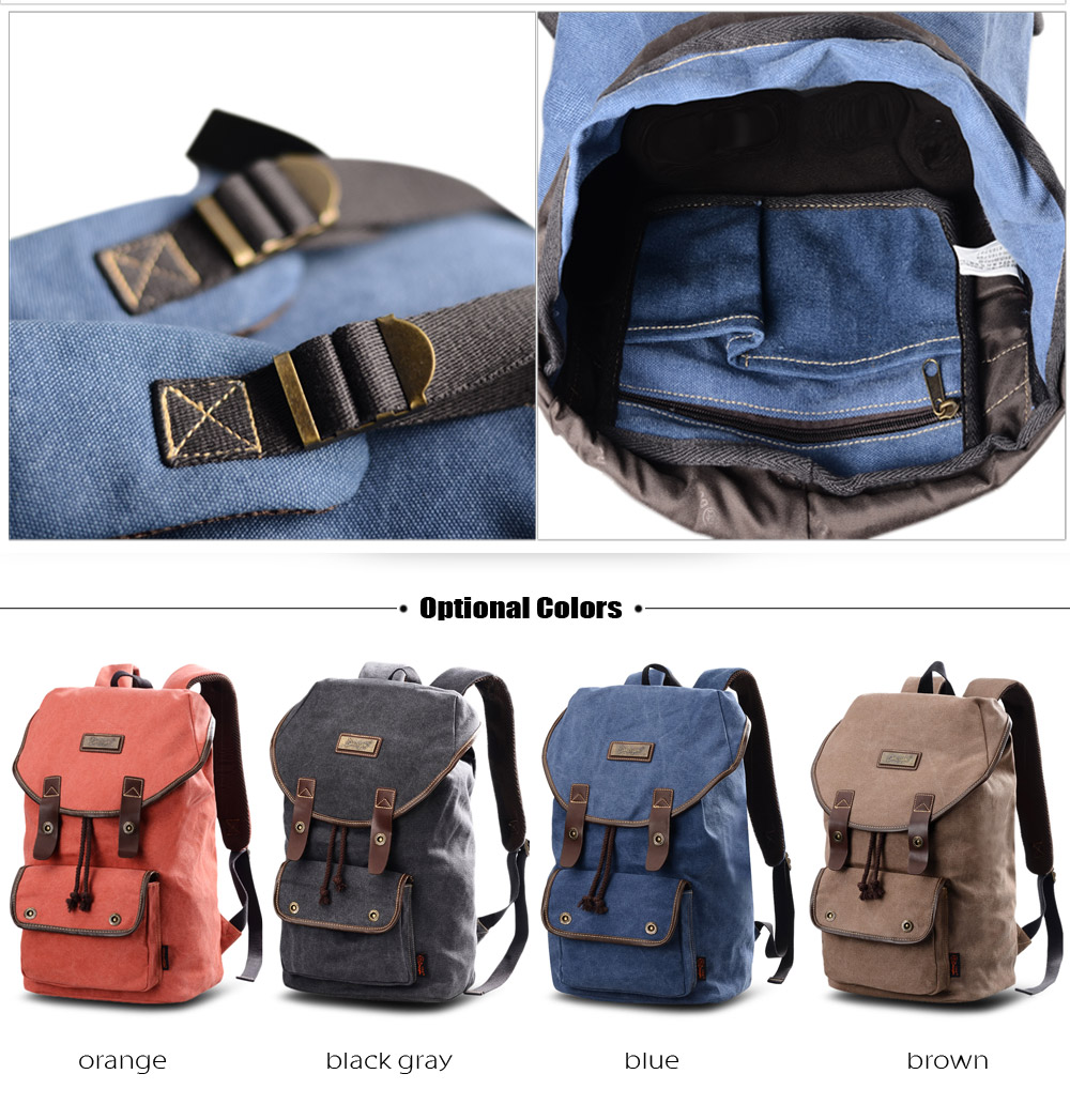 Douguyan 25.7L Canvas Backpack Leisure Travel Laptop Bag