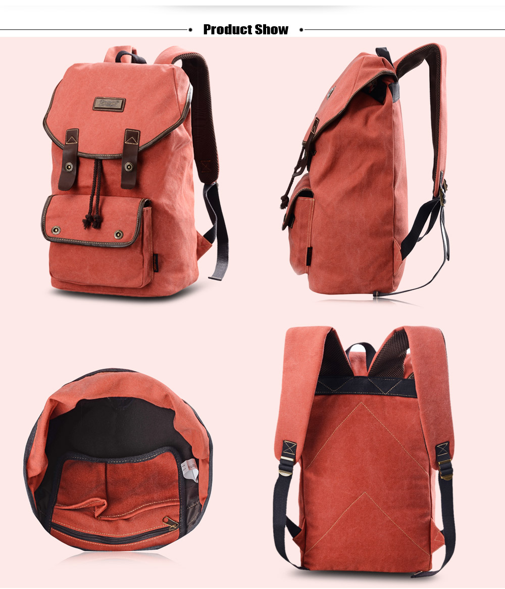 Douguyan 25.7L Canvas Backpack Leisure Travel Laptop Bag