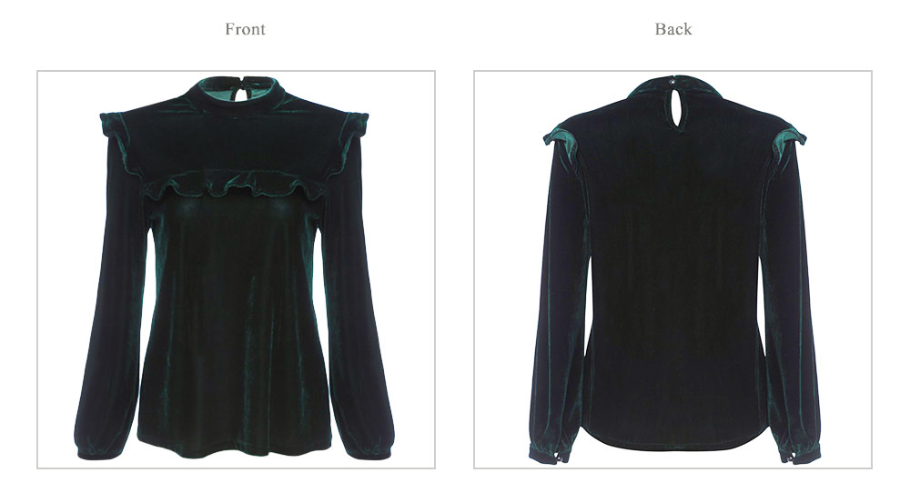 Stylish Long Sleeve Stand Collar Ruffles Blouse for Women