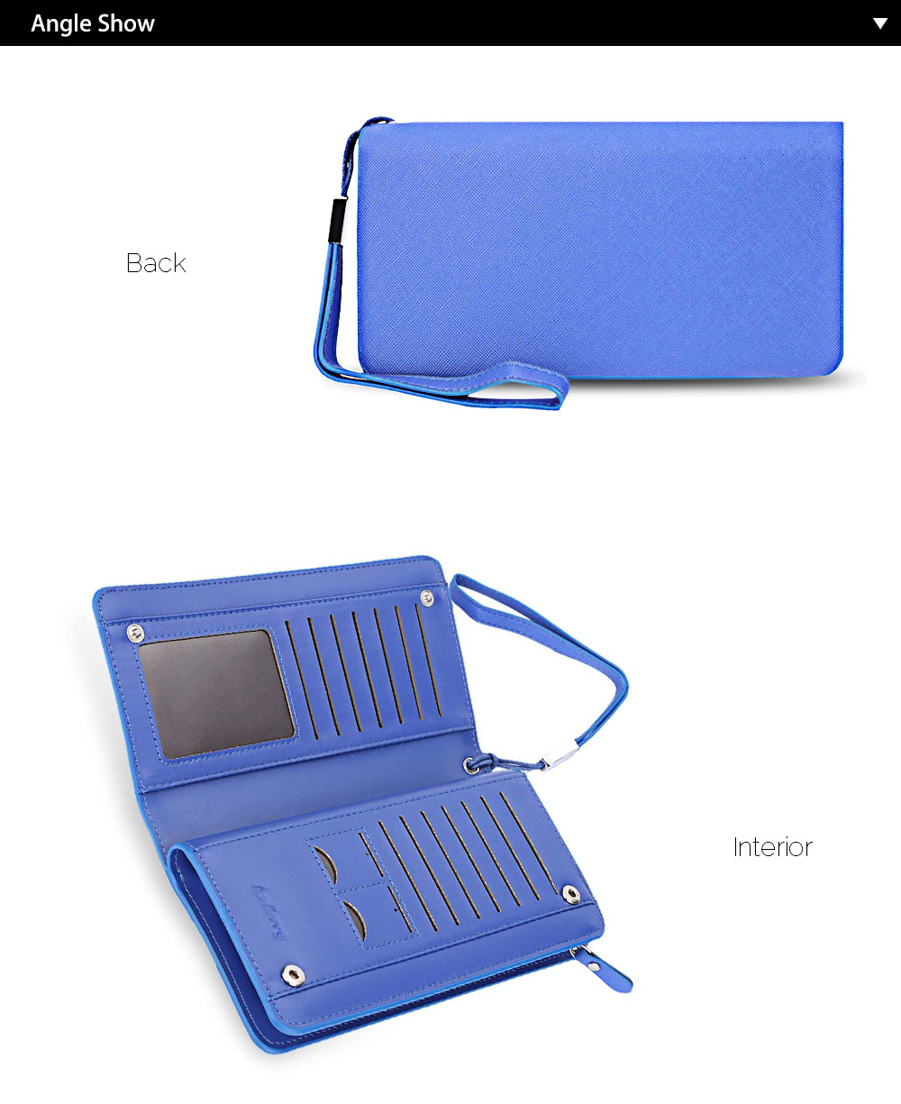 Baellerry Women Elegant Solid Color Letter Multi-card Bit Wrist Wallet Clutch Card Holder Phone Pocket