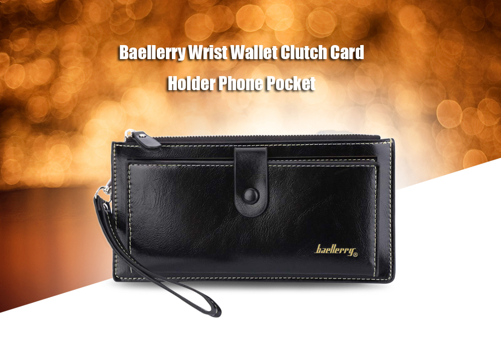 Baellerry Women Elegant Solid Color Multicard Bit Wrist Wallet Clutch Card Holder Phone Pocket