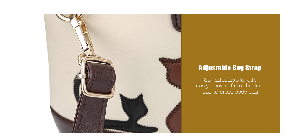 Guapabien Women Cartoon Animal Cat Patchwork Rivet Handbag Tote Shoulder Messenger Crossbody Bag