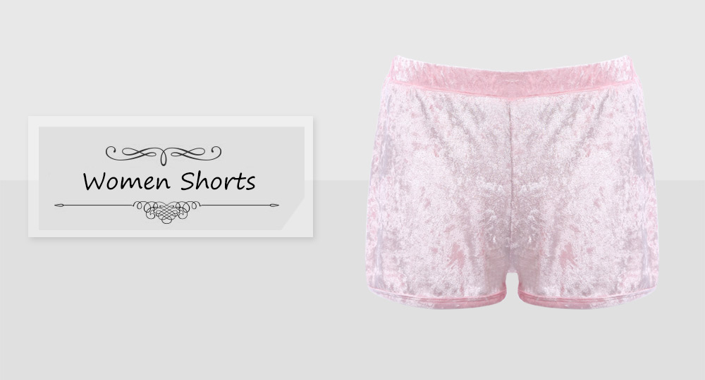 Stylish Mid Waist Slit Velvet Shorts for Women