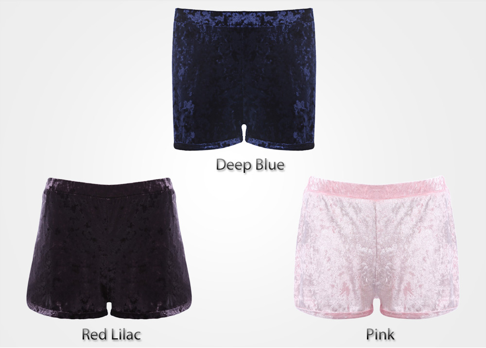 Stylish Mid Waist Slit Velvet Shorts for Women