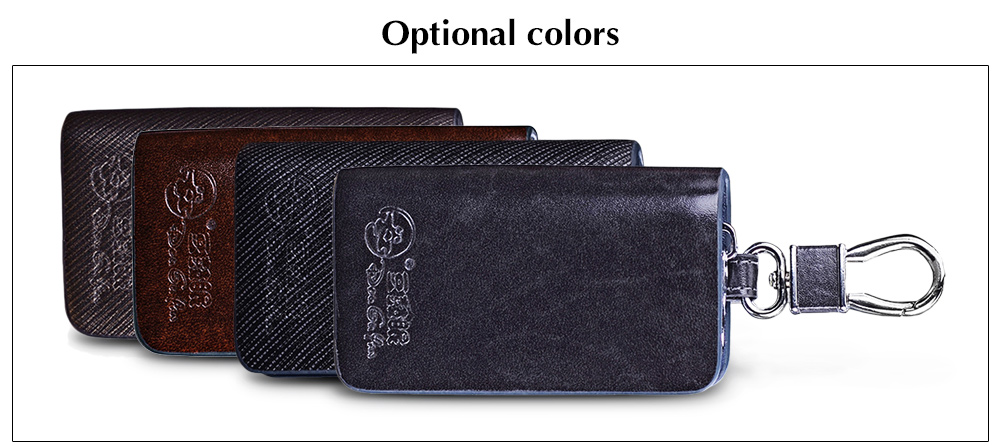 Douguyan YSB002 Compact Leather Car Key Wallet with Zipper Closure