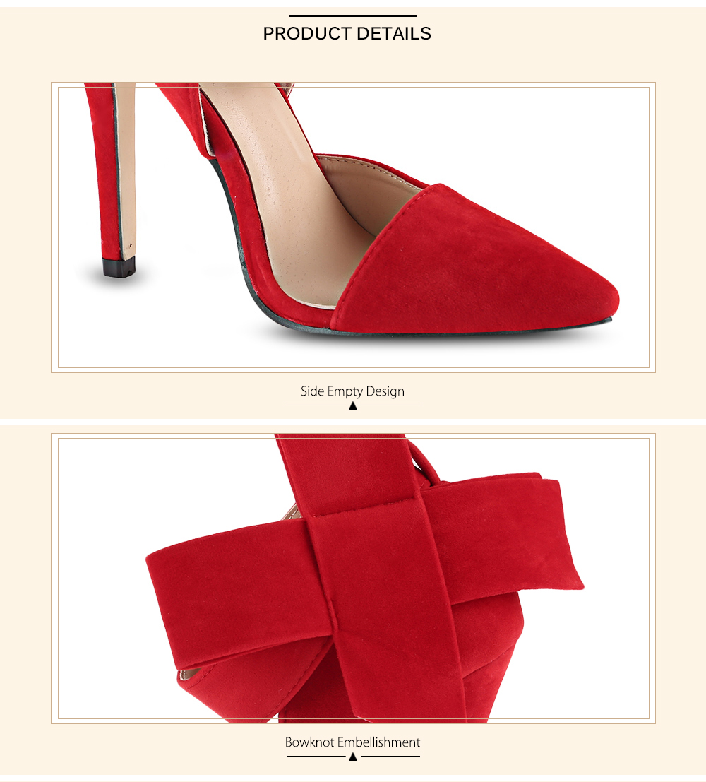 GUMANDUO Elegant Oversize Bowknot Embellishment Magic Tape High Heel Shoes for Women