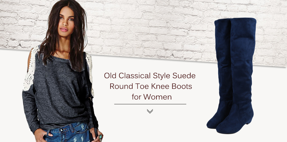 Old Classical Style Solid Color Round Toe Knee Boots for Women