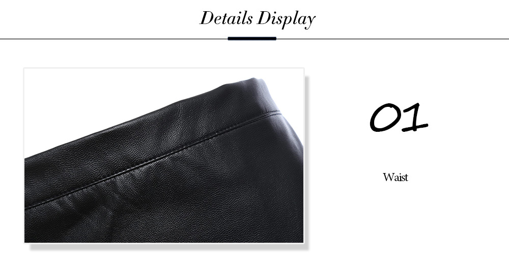 Stylish High Waist Floral Embroidery PU Zipper Skirt for Women