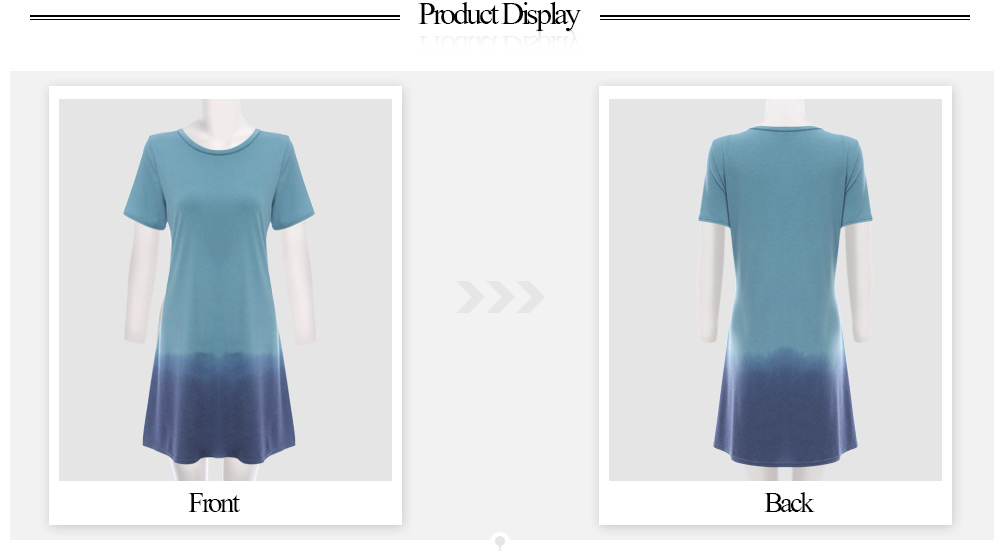 Short Sleeve Gradient Color T-Shirt Dress