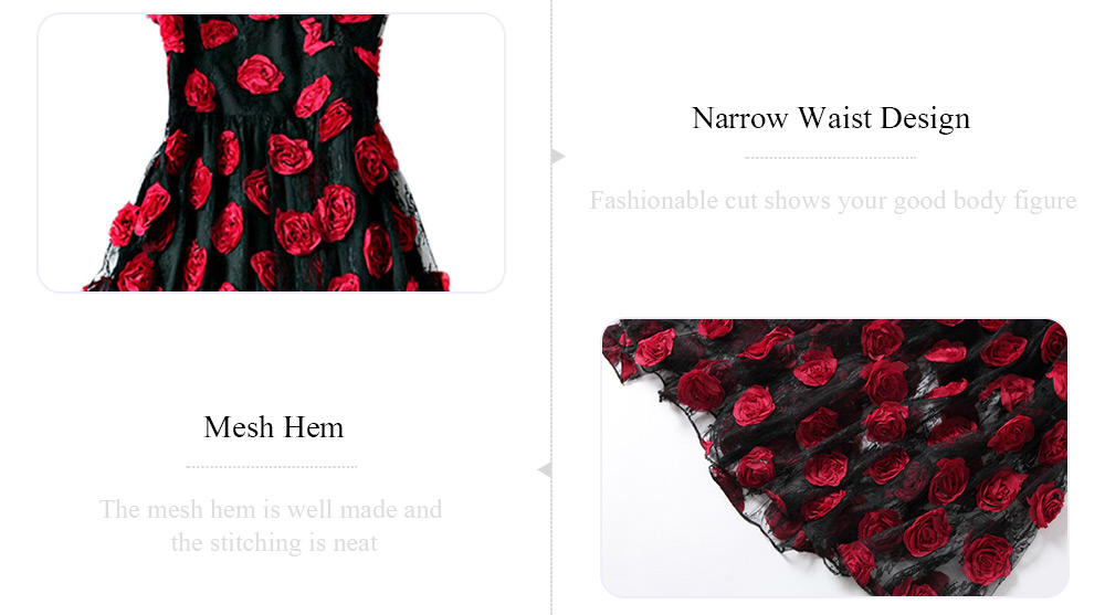 Stylish V Neck Short Sleeve Rose See-through Mesh Dress for Women