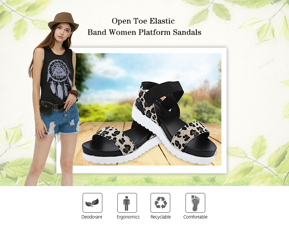 Simple Design Open Toe Elastic Band Patchwork Women Platform Sandals