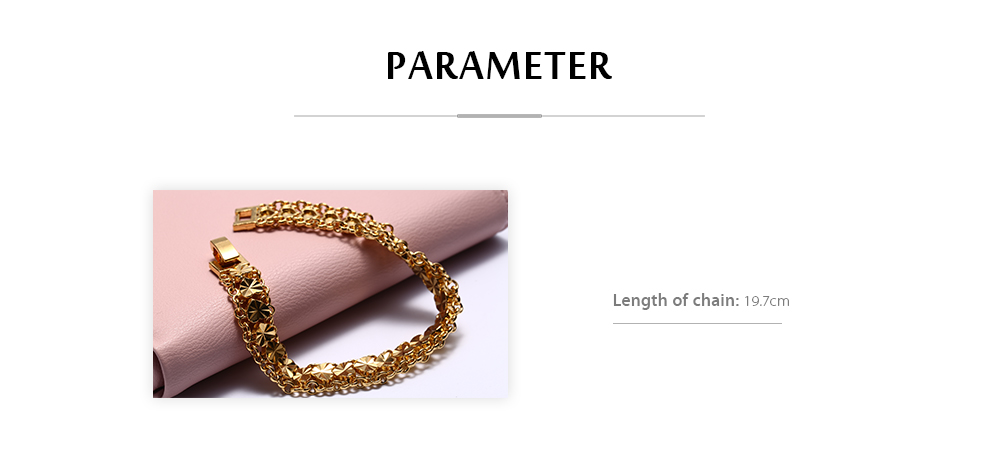 Stylish 24K Plated Gold Color Hearts Link Chain Bracelet for Women