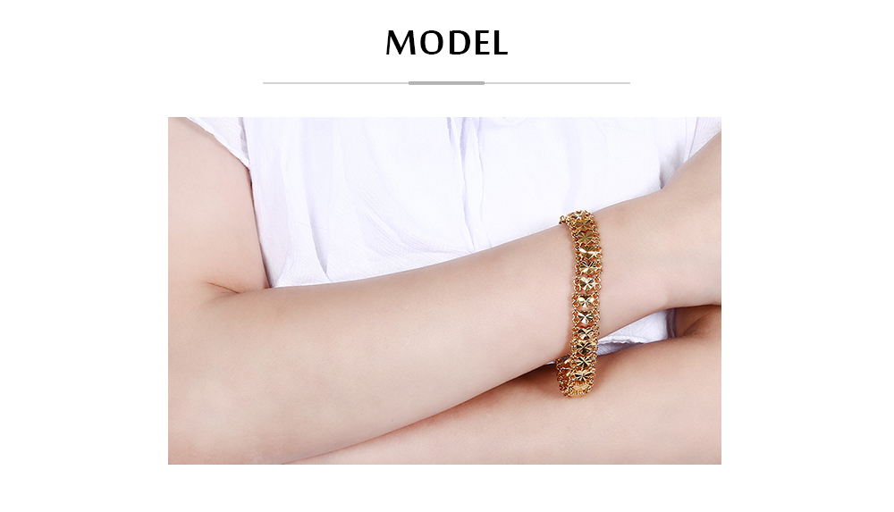 Stylish 24K Plated Gold Color Hearts Link Chain Bracelet for Women