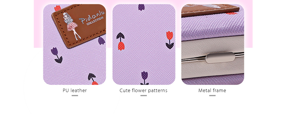 PIDANLU Flower Patterns Multifunction Card Holder Women Clutch Wallet