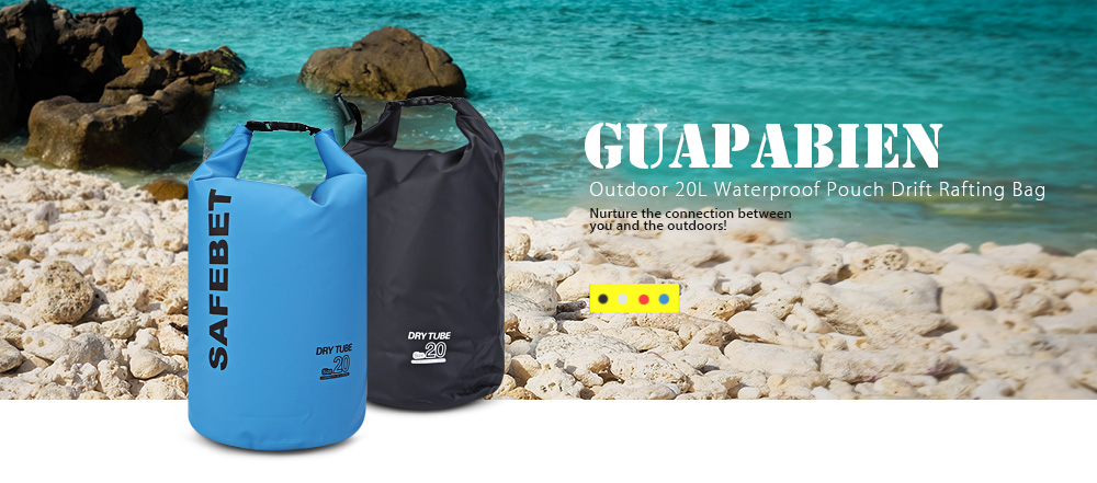 Guapabien Outdoor 20L Waterproof Pouch Storage Bag for Rafting Drifting Swimming Camping Hiking Boating Fishing