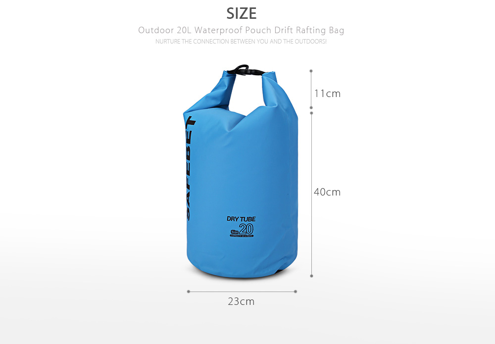 Guapabien Outdoor 20L Waterproof Pouch Storage Bag for Rafting Drifting Swimming Camping Hiking Boating Fishing