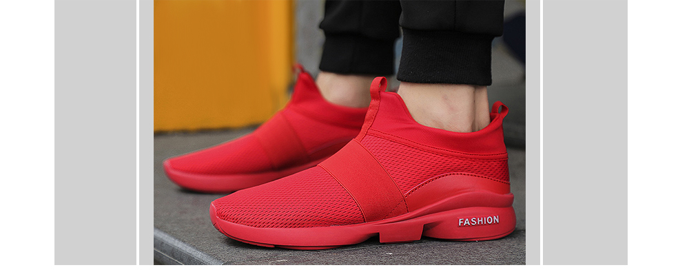 Casual Pointed Toe Mesh Spliced Breathable Slip-on Men Shoes