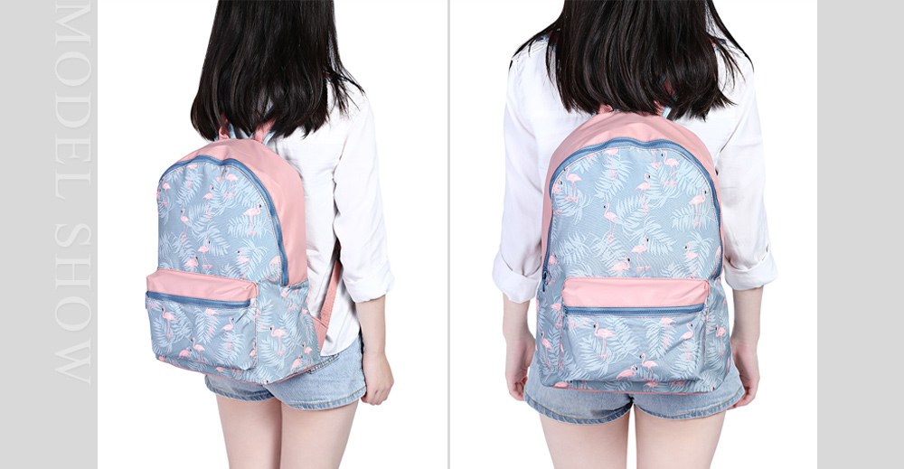 Guapabien Waterproof Girls Traveling Preppy Style Print Backpack Zipper School Bag