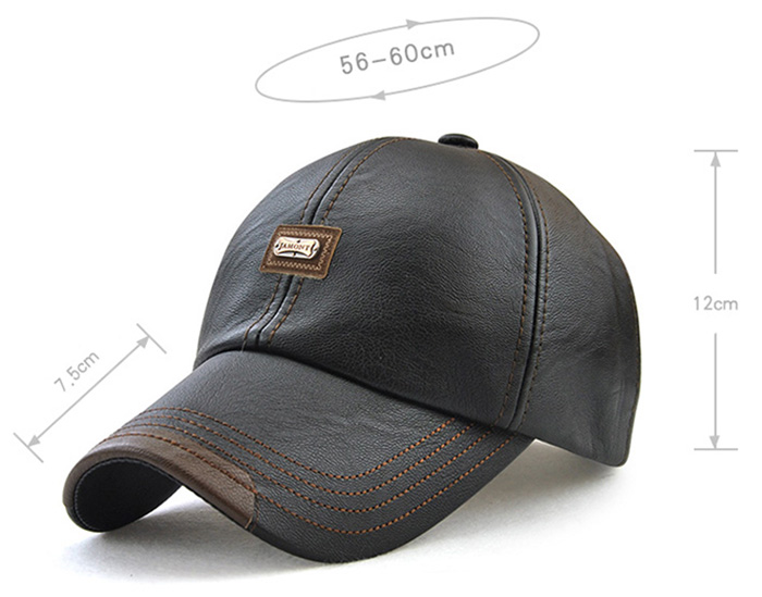 Metal Letters Embellished Faux Leather Baseball Hat