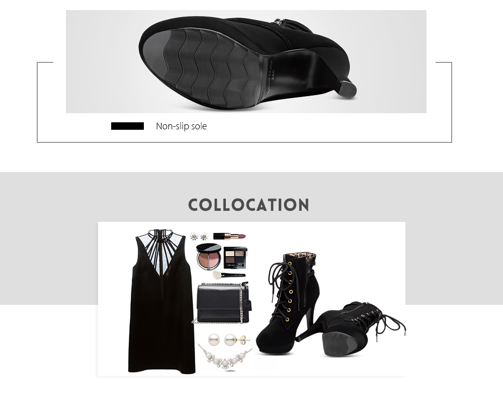 Trendy Lace-up Zipper Buckle Strap Platform High Heel Shoes Women Ankle Boots