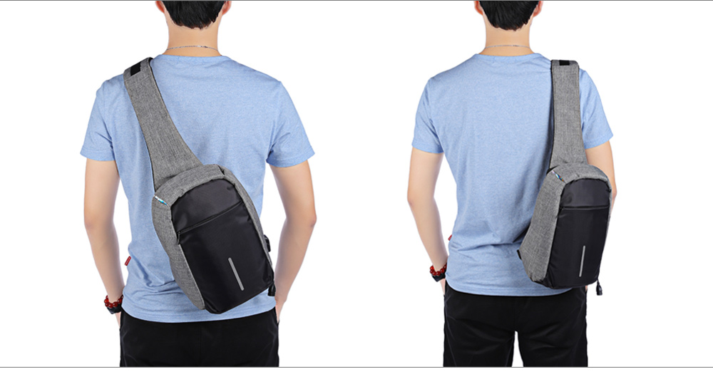 Guapabien Sling Shoulder Chest Bag for Men with USB Charging Port Headphone Hole