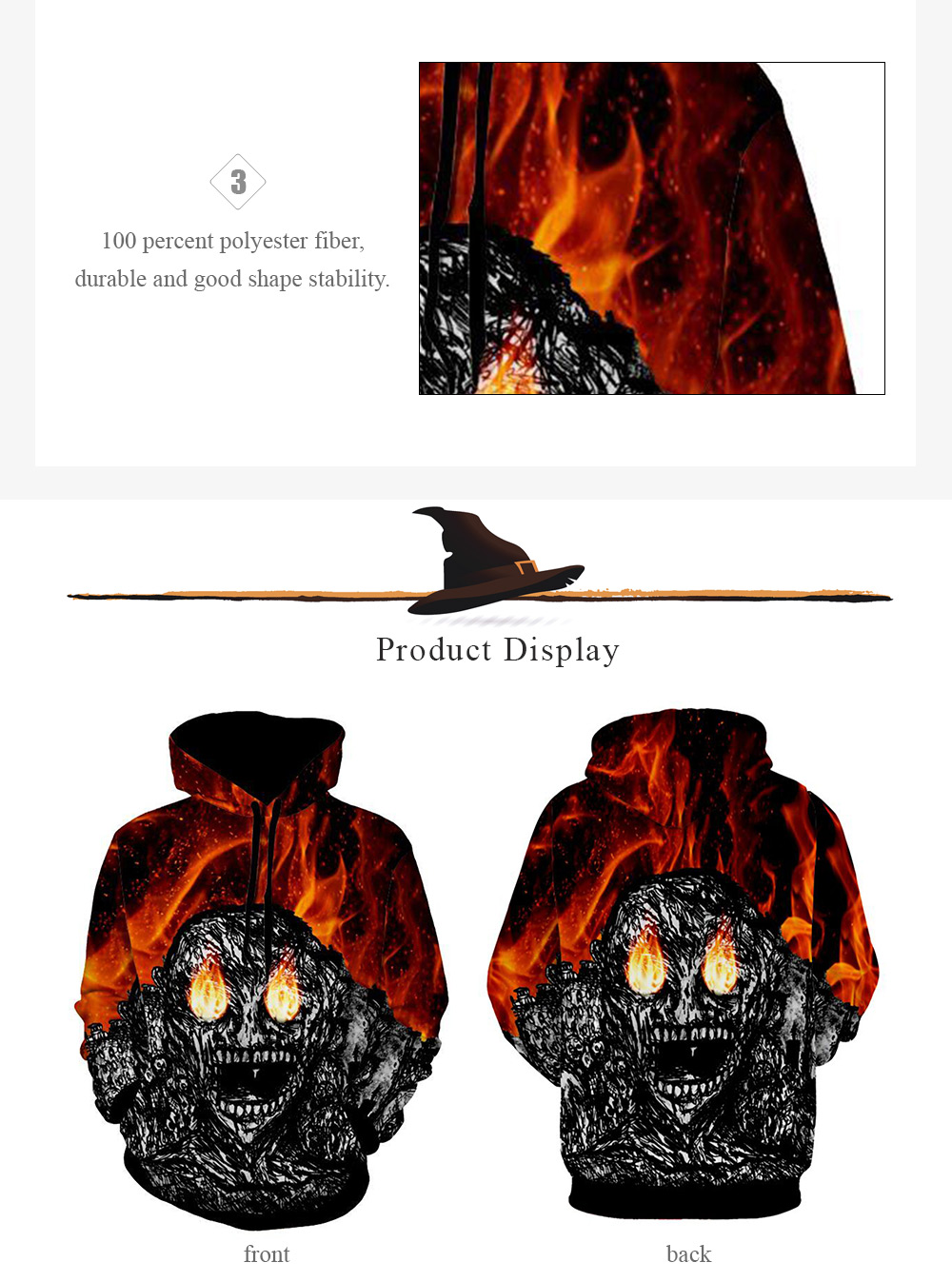 Kangaroo Pocket Devil Print Halloween Hoodie