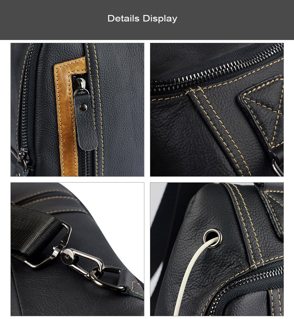 BULLCAPTAIN Splicing Genuine Leather Shoulder Bag for Men