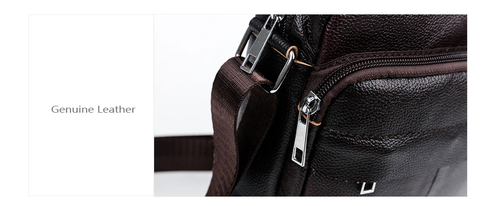 BULLCAPTAIN Durable Water-resistant Genuine Leather Shoulder Bag for Men