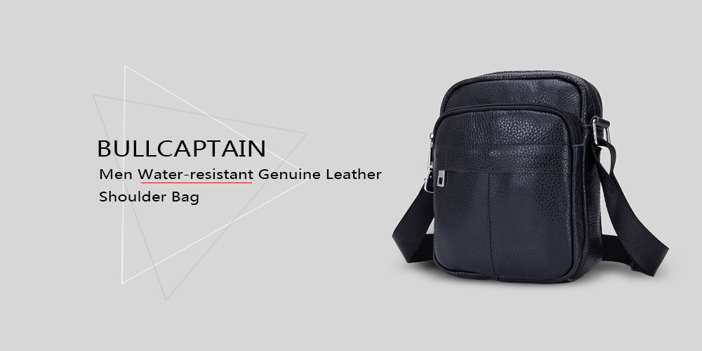 BULLCAPTAIN Durable Water-resistant Genuine Leather Shoulder Bag for Men