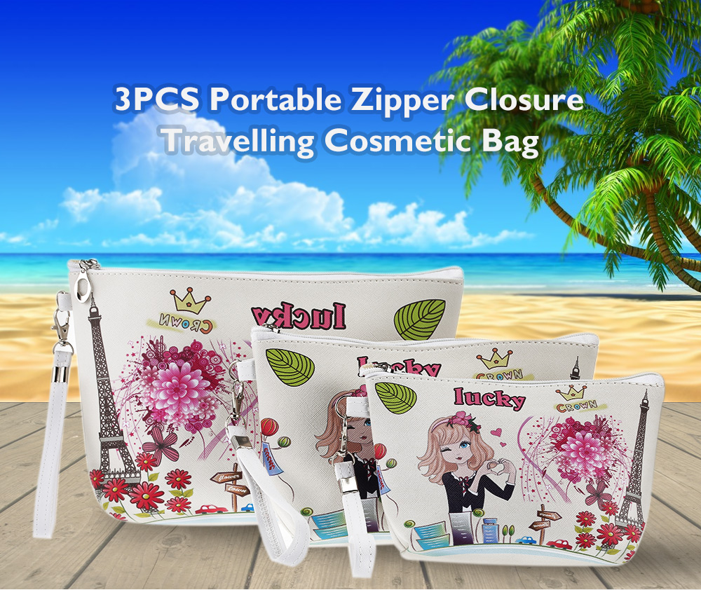 Portable Printing Travel Cosmetic Bag 3PCS