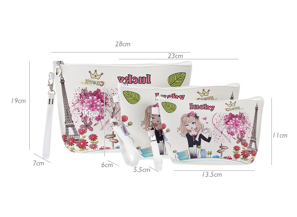 Portable Printing Travel Cosmetic Bag 3PCS