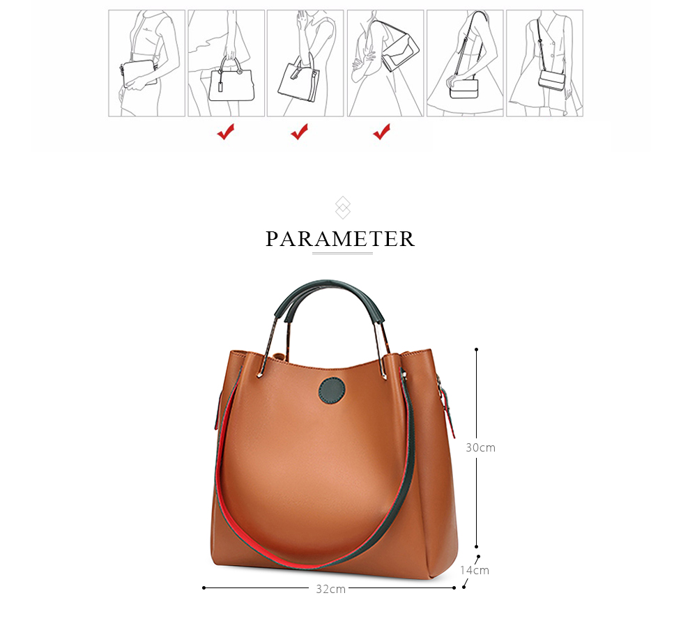 Guapabien 2pcs Women Handbag PU Leather Shoulder Crossbody Tote Bag