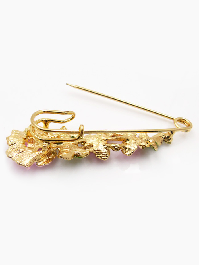 Flower Faux Diamond Brooch Pin