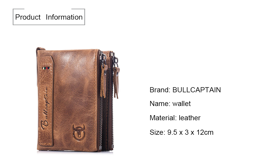 BULLCAPTAIN Genuine Leather Bifold Wallet for Men