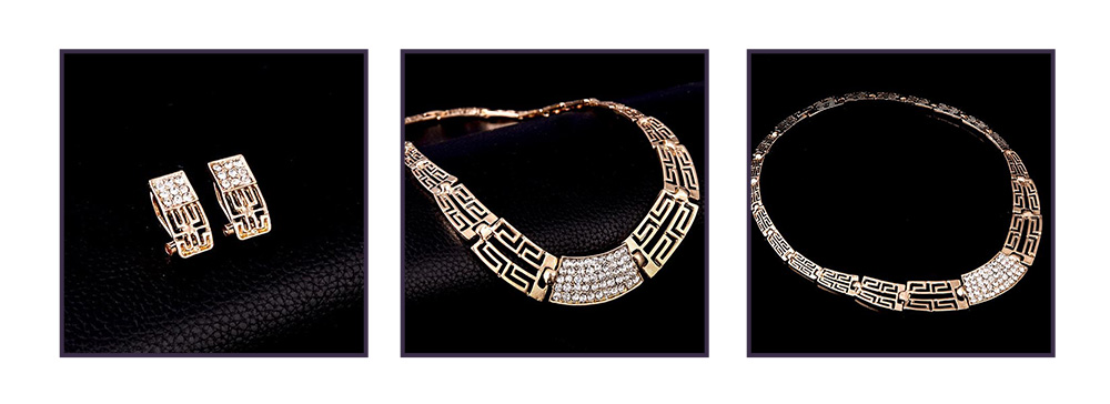 Elegant Hollow Party Decor Women Artificial Diamonds Jewelry 4PCS / Set