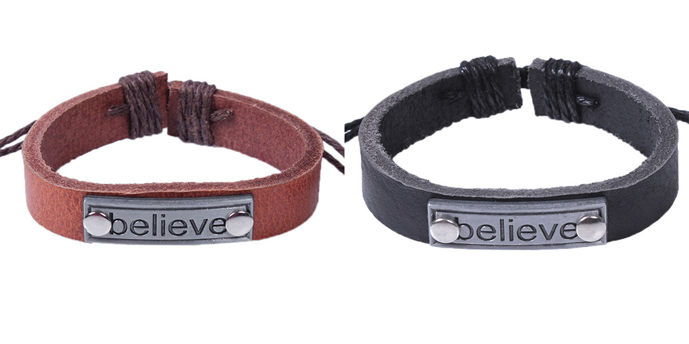 Cool Soft Stylish Unisex Alloy Leather Bracelet