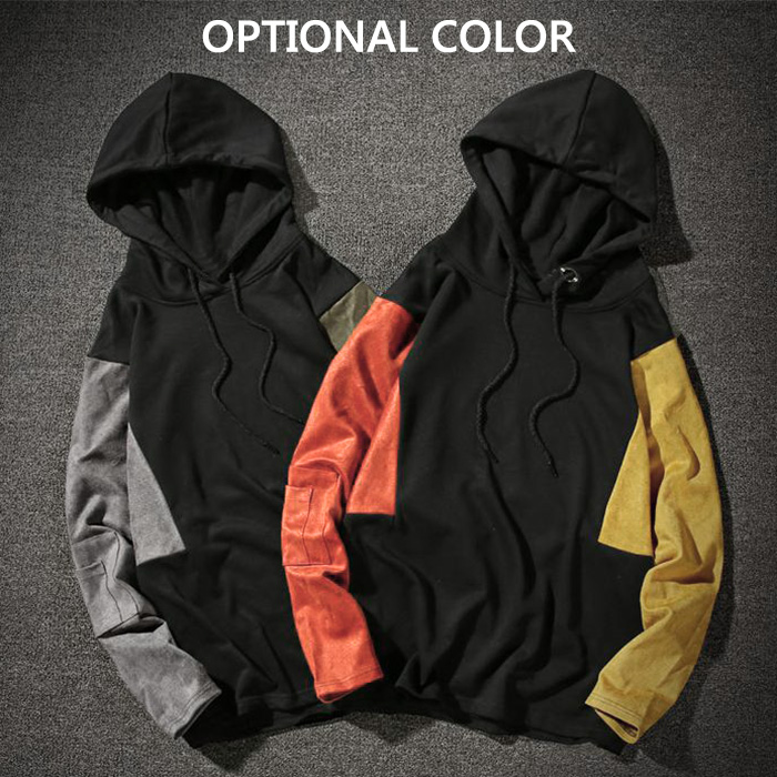 Color Block Panel Drop Shoulder Pullover Hoodie