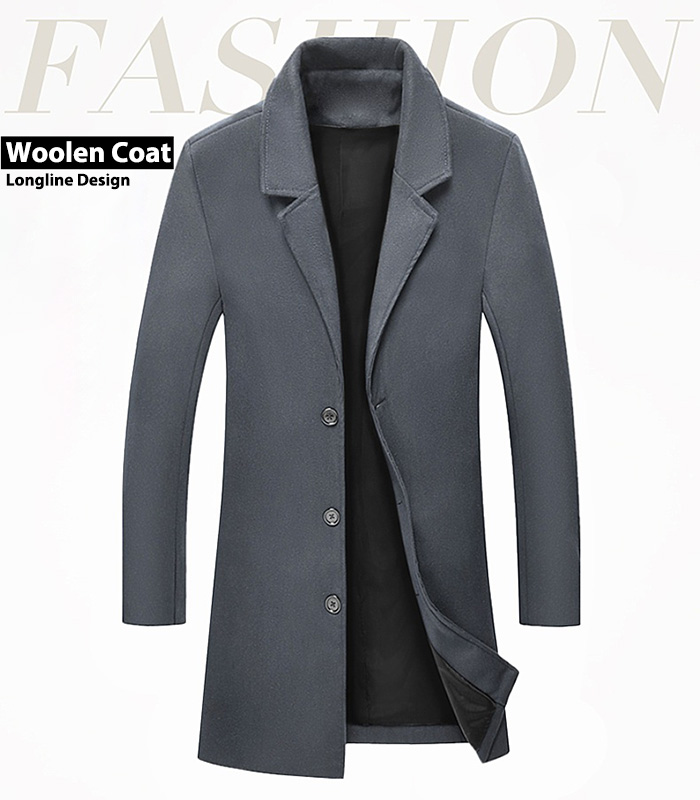 Longline Single Breasted Wool Blend Coat