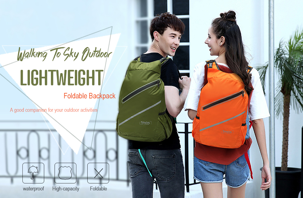 WalkingToSky Backpacks Foldable Lightweight Waterproof