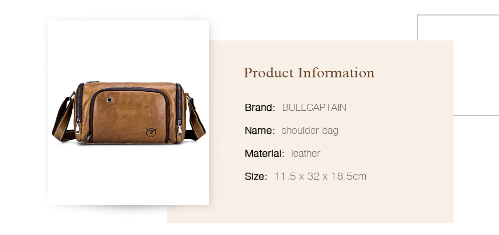 BULLCAPTAIN Leisure Genuine Leather Travel Shoulder Bag for Men